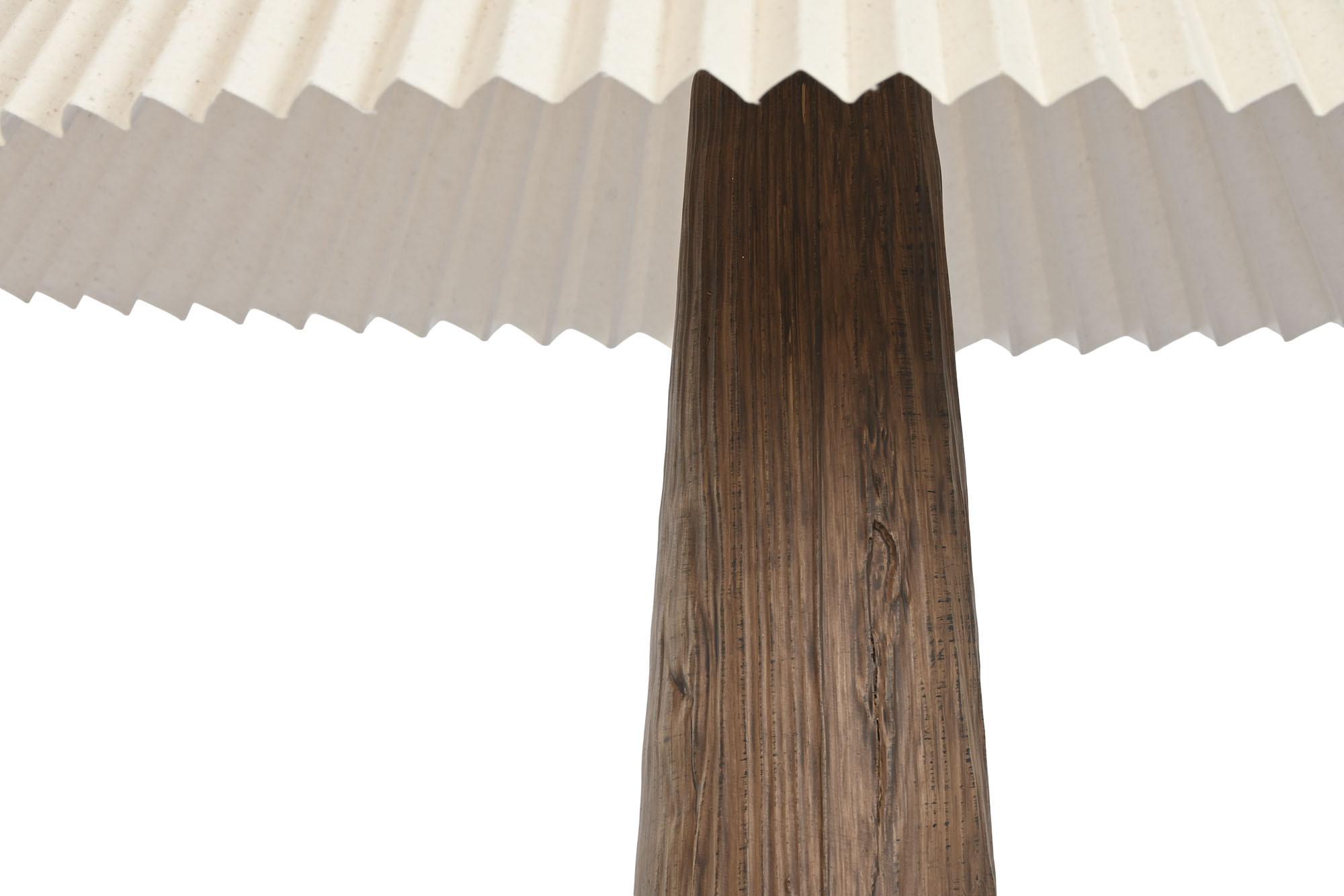 zoom sur pied de lampadaire céramique et abat-jour plissé