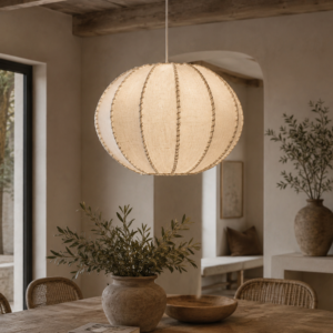 suspension sphère en lin et jute