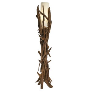 lampadaire sculpture teck