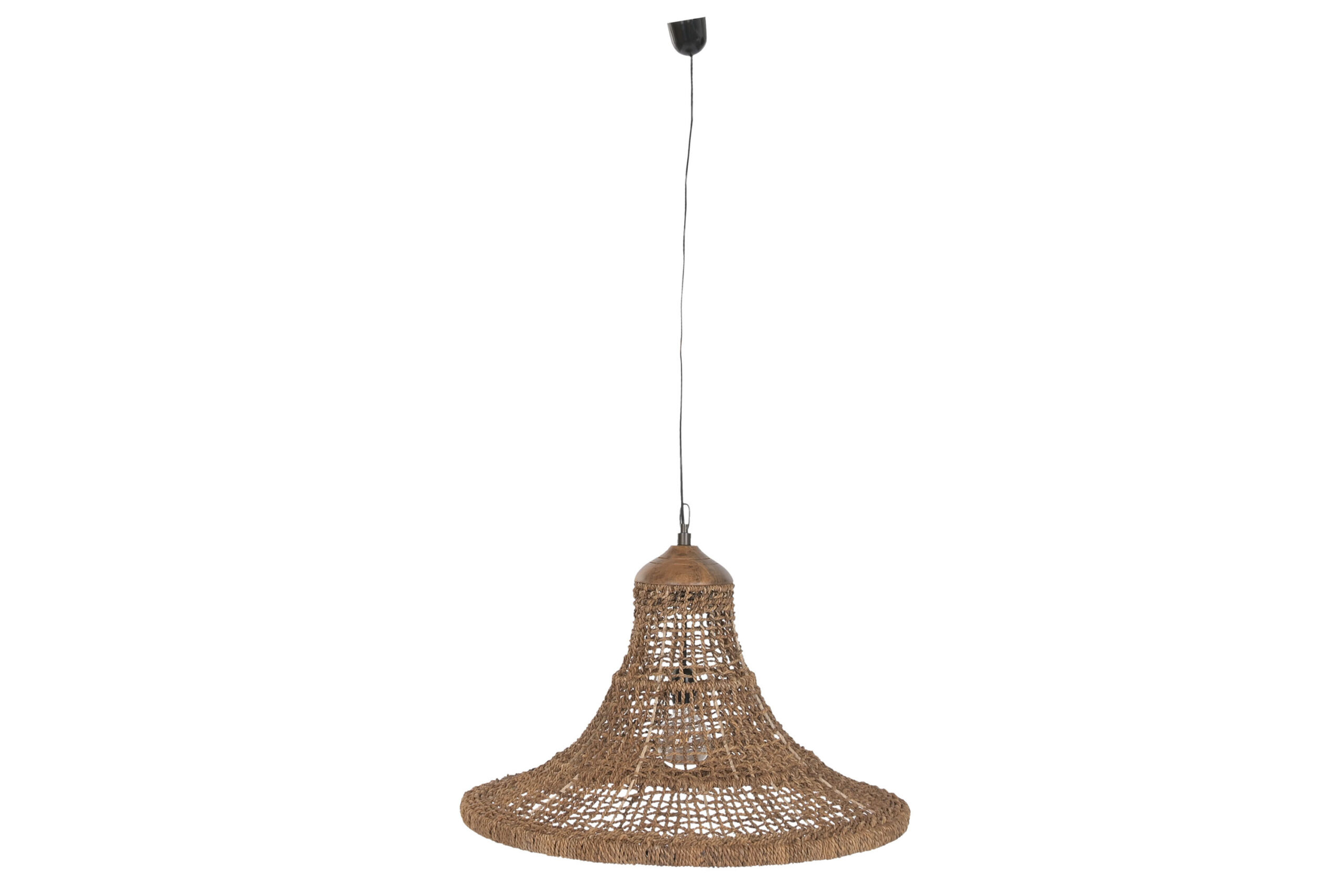 suspension plafonnier en fibres naturelles vue large