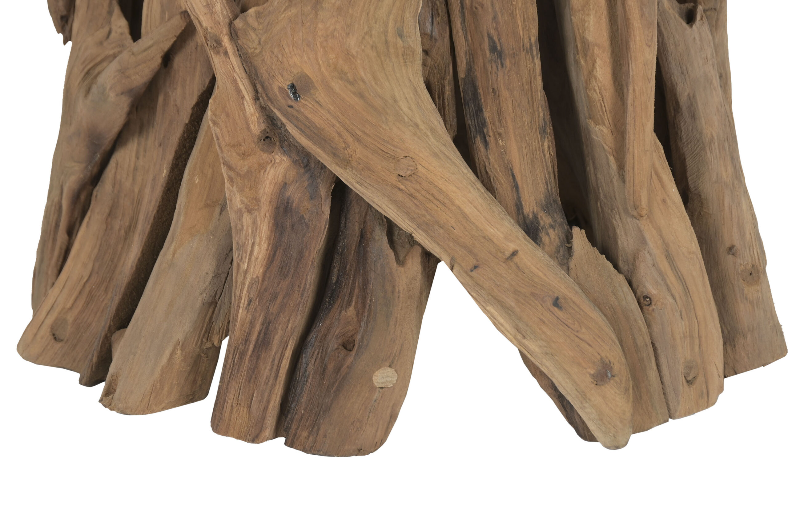 pied lampadaire en teck et fibres naturelles
