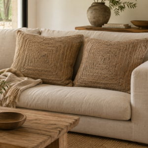 coussin jute et coton tissage naturel dans déco nature chic