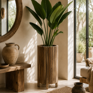 support plantes pot de fleurs en teck recyclé dans déco chic bohème