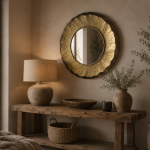 miroir sole doré dans décor chic nature