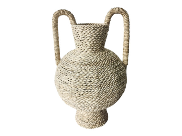 vase en seagrass et rotin tressé naturel avec anses