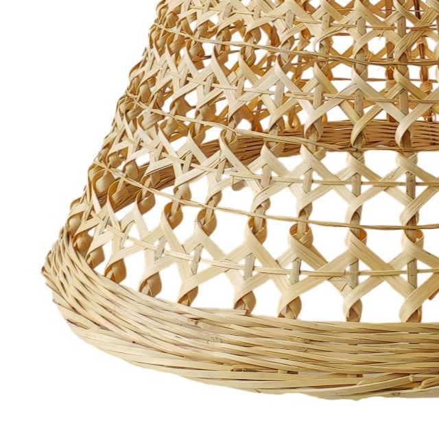 zoom sur set de 2 plafonniers suspension en bambou tressé artisanal