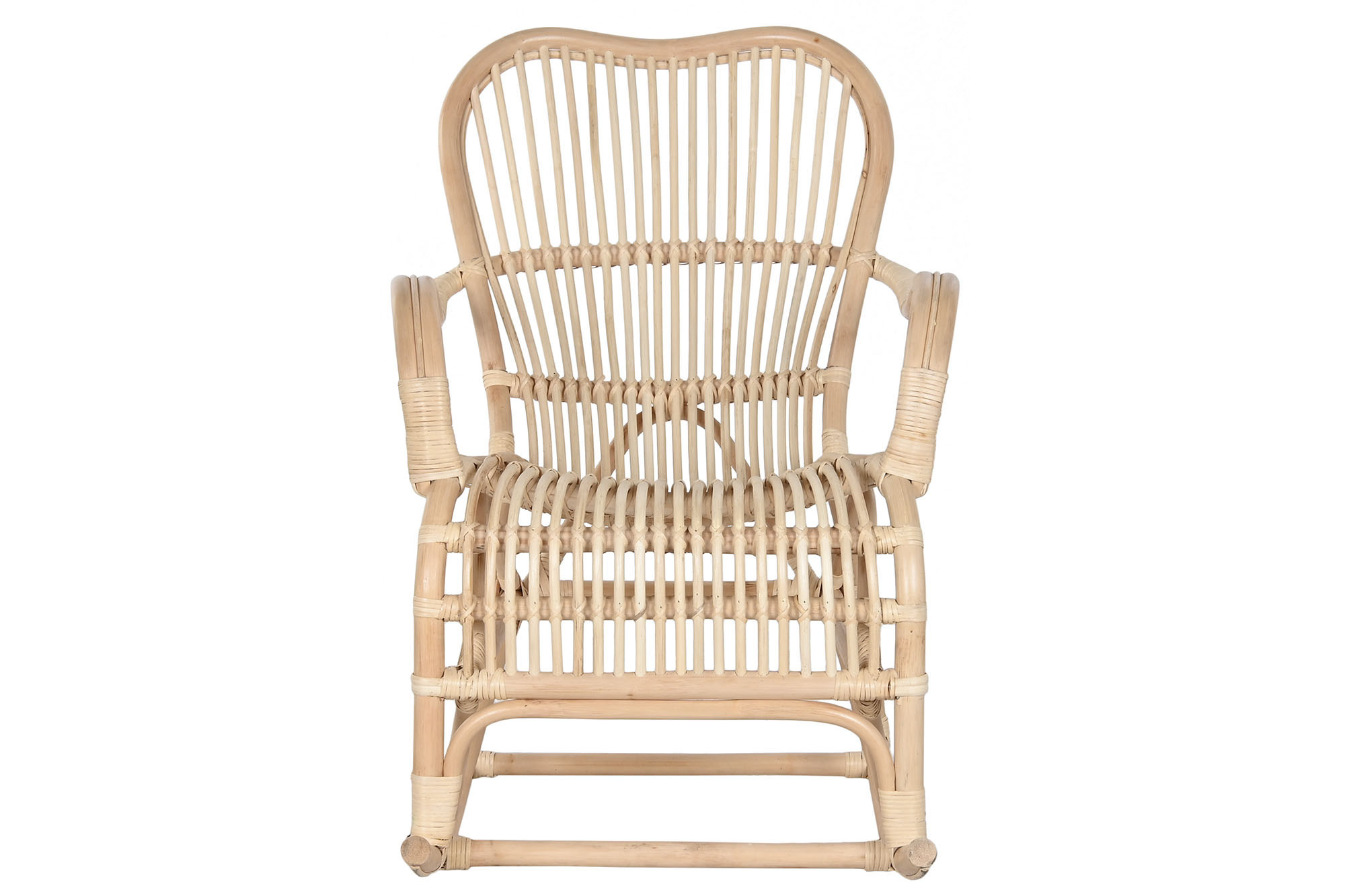 fauteuil à bascule en rotin naturel vue face