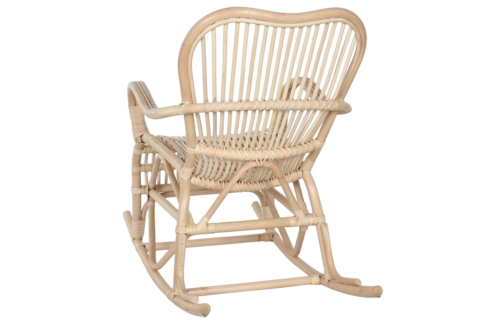 fauteuil à bascule en rotin naturel vue dos