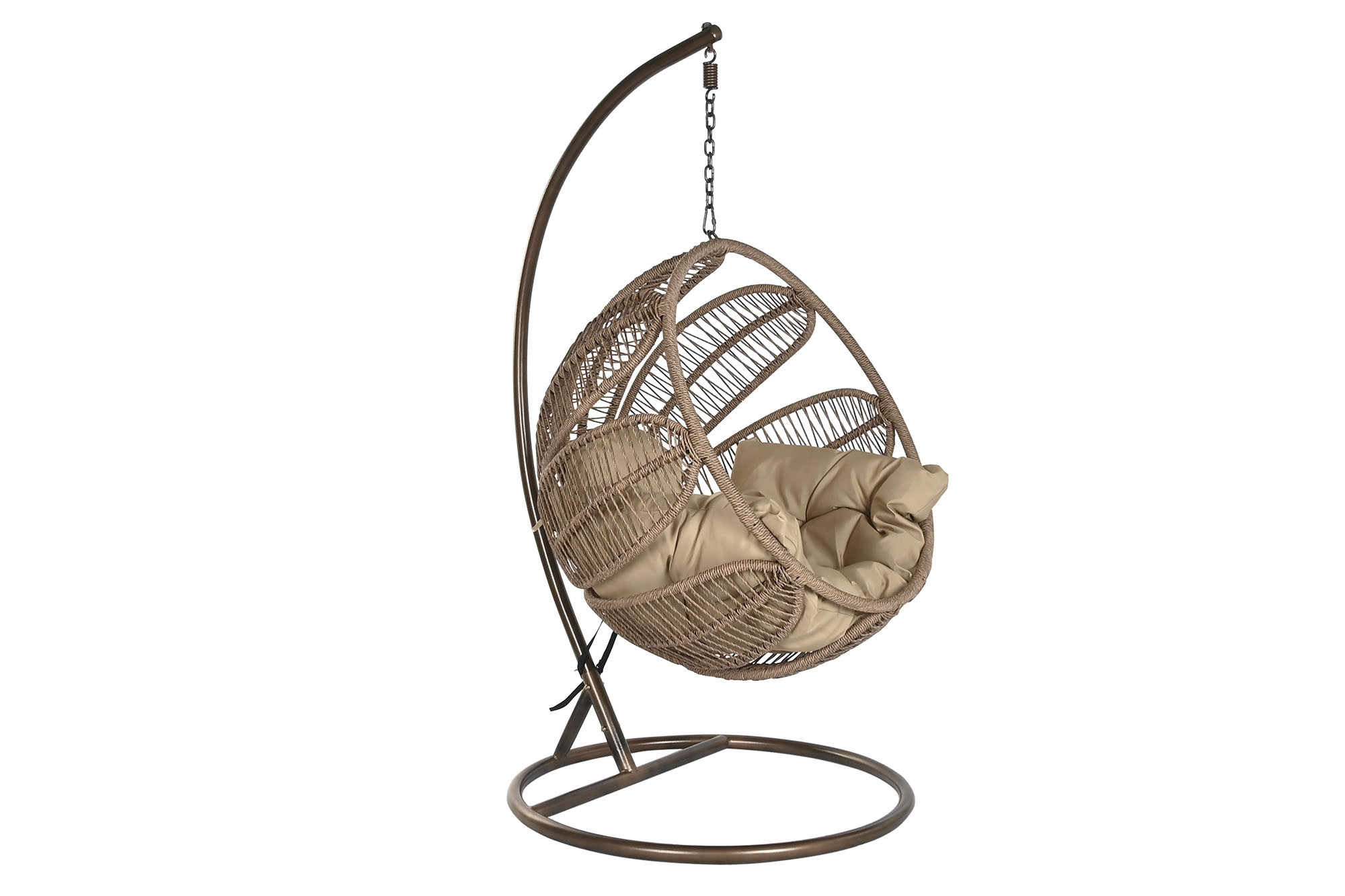 fauteuil suspendu fleur en rotin synthétique vue côté
