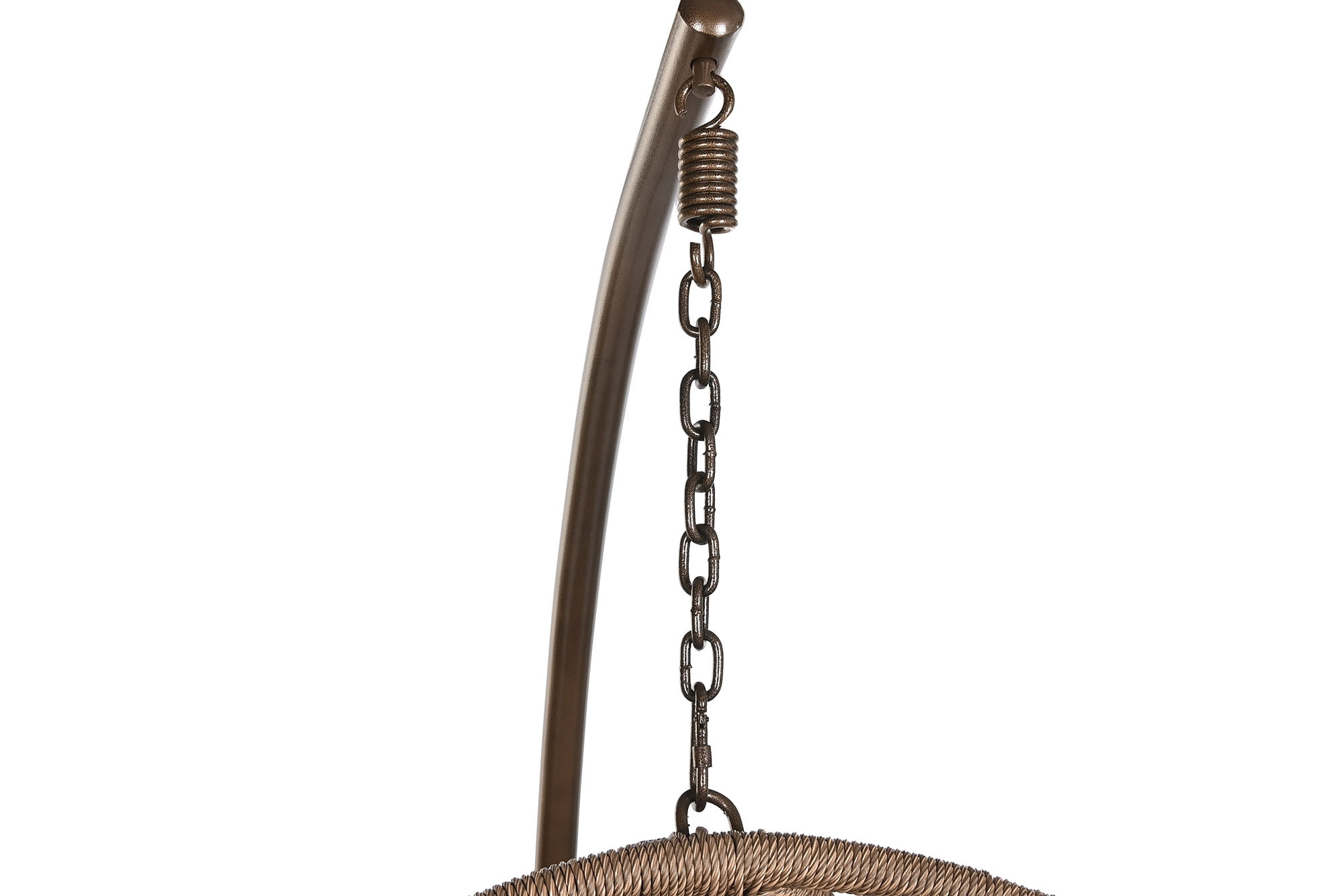 zoom sur structure de fauteuil suspendu fleur en rotin synthétique