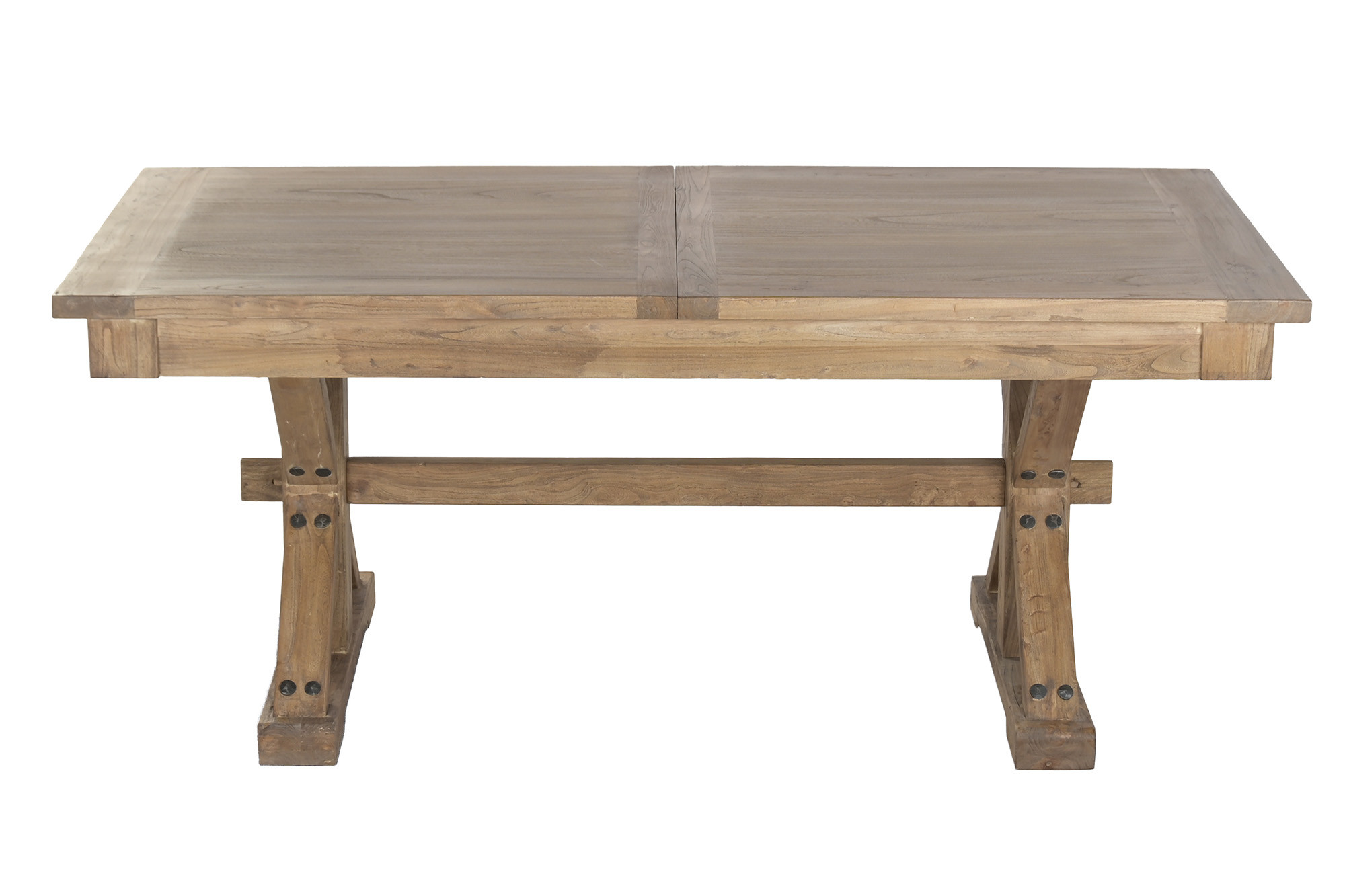 table à manger extensible bois recyclé et orme vue face