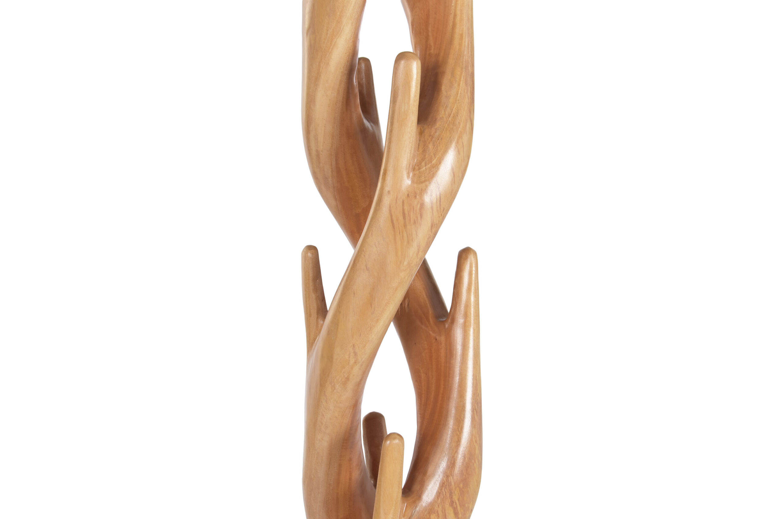 zoom sur porte-manteaux en bois massif de suar sculpté main, artisanal