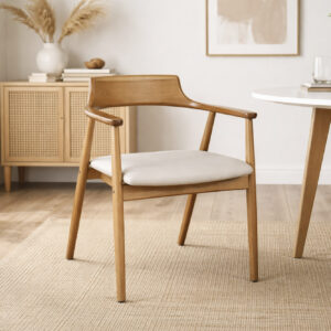 chaise en hêtre et lin dans déco nature chic