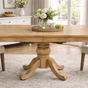 table à manger extensible en bois d'orme recyclé dans décor chic nature
