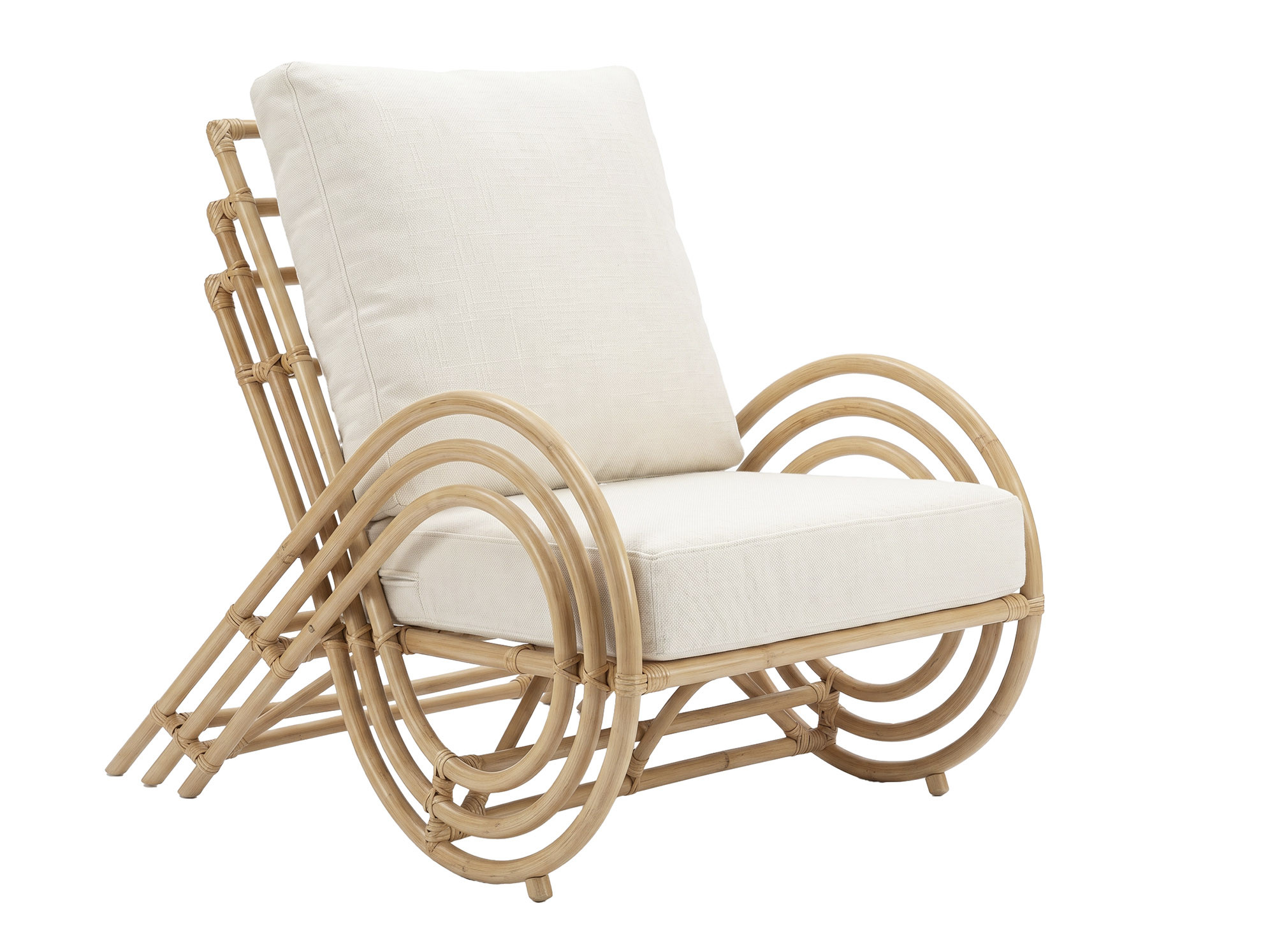 fauteuil bambou et polyester écru