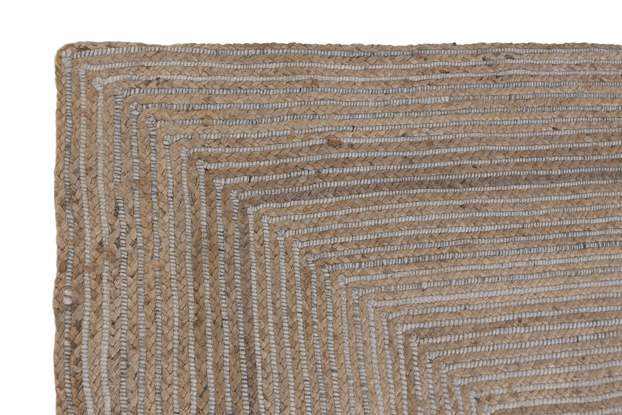 zoom sur tapis en laine et jute