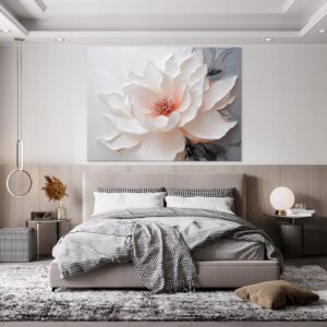 Tableau floral fleur blanche sur toile