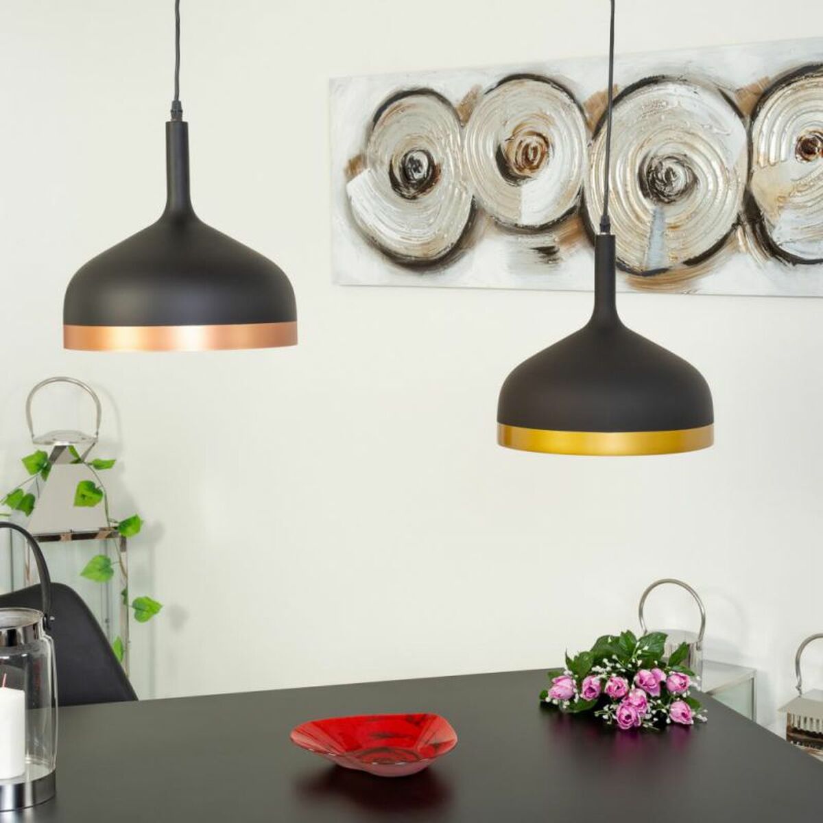 Suspension noire et dorée en fer 35 cm – Image 3