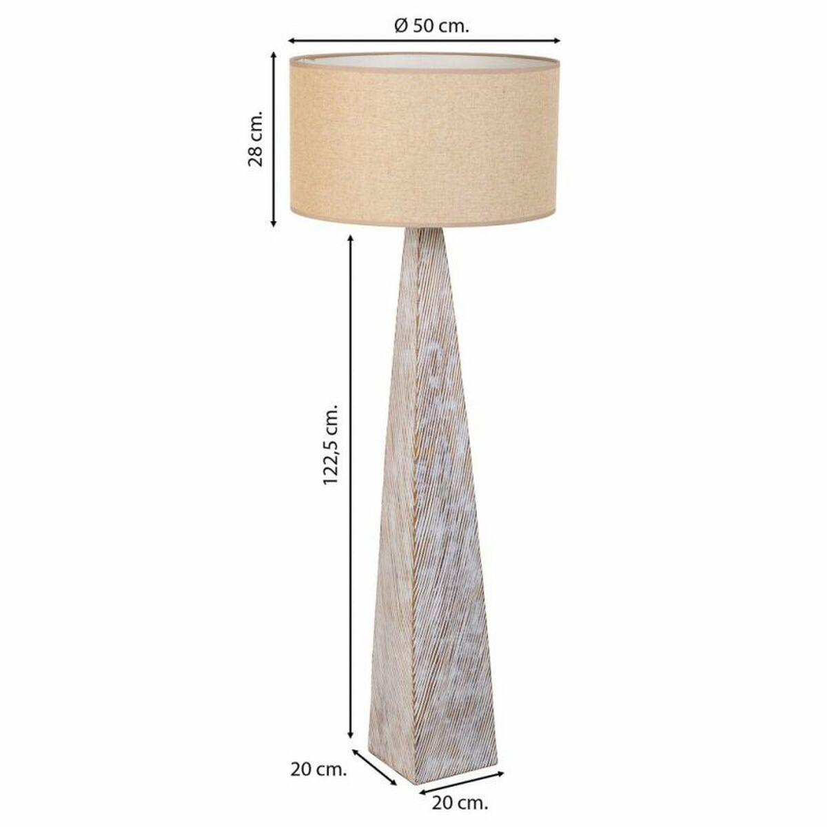 Lampadaire sculptural blanc et beige 122 cm – Image 6