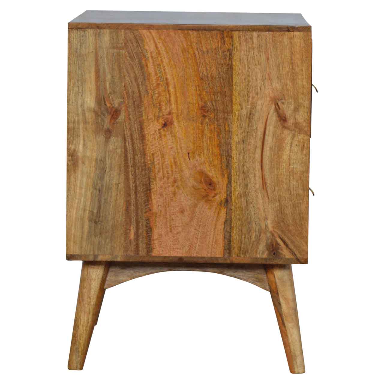 Table de chevet en manguier massif et laiton – 2 tiroirs – Image 7