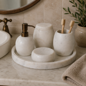 Ensemble salle de bain marbre blanc
