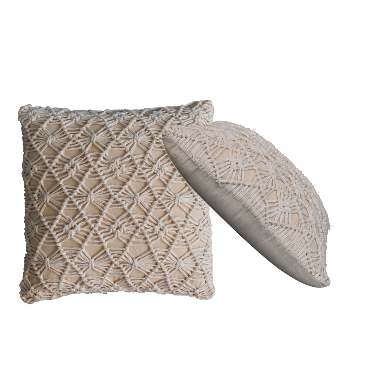 Lot de 2 coussins Maura écru en macramé 45 x 45 cm – Image 3