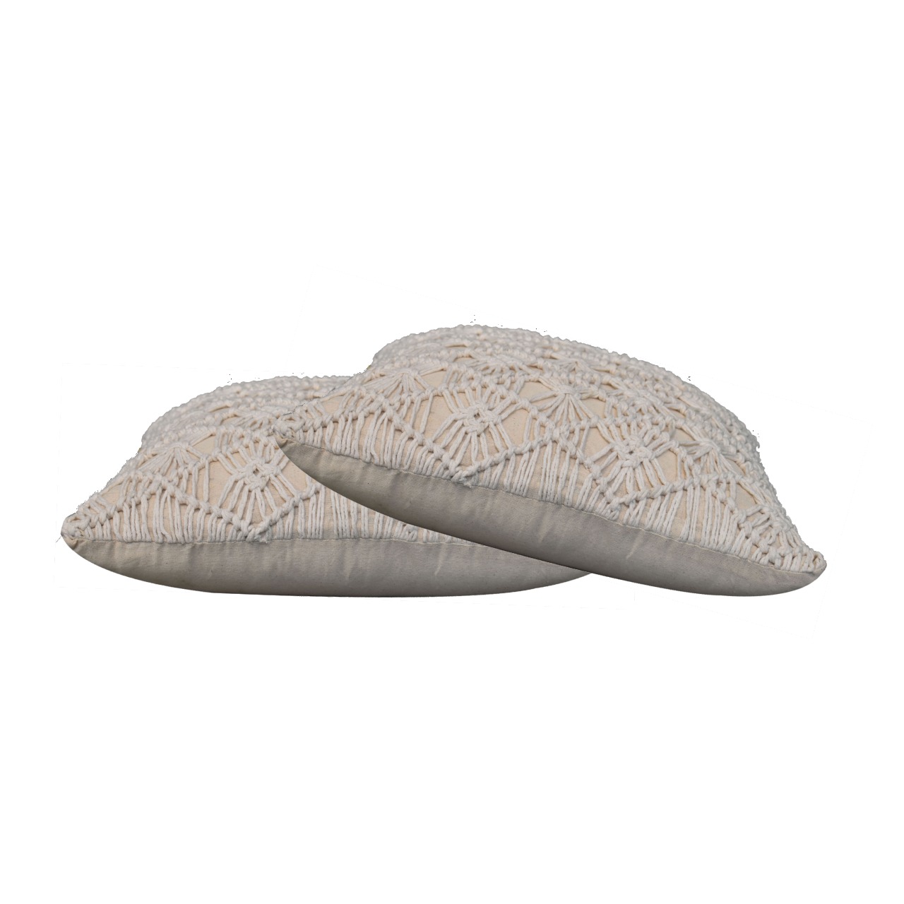 Lot de 2 coussins Maura écru en macramé 45 x 45 cm – Image 4