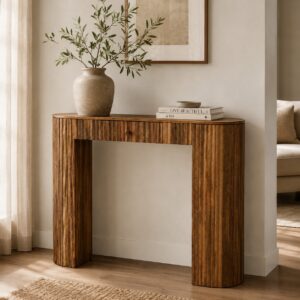 Console en bois de manguier massif finition chêne naturel Soba