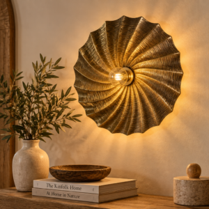 Applique murale dorée sculptée ronde 51 cm