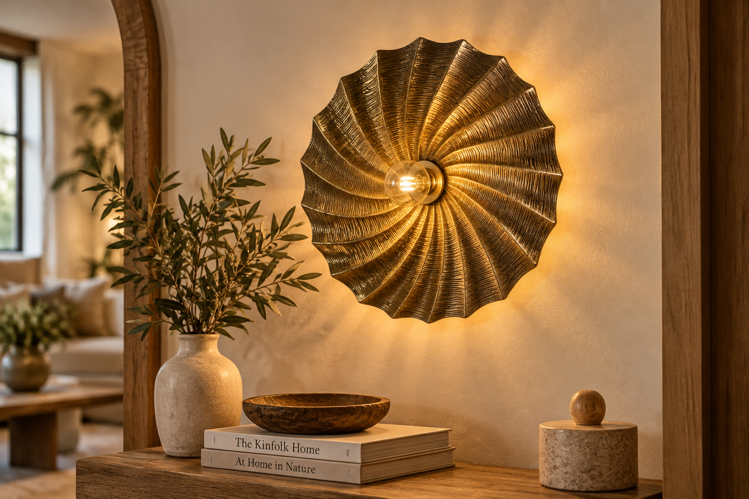 Applique murale dorée sculptée ronde 51 cm