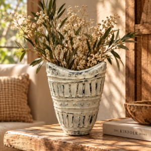 Un vase au charme authentique, dont les reliefs sculptés apportent caractère et singularité à votre décoration.