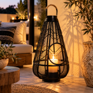 Lanterne noire en métal ajouré 50 cm