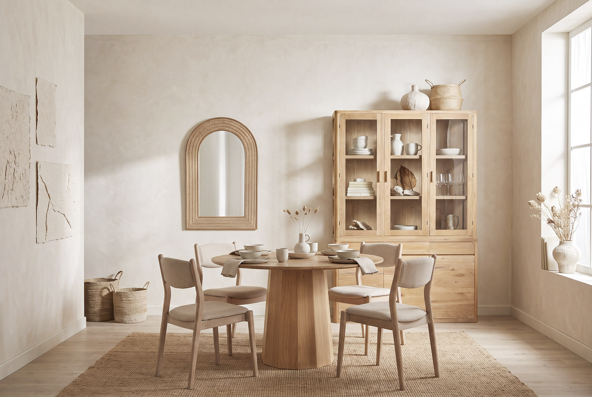 Chaise en hêtre et lin beige – Lot de 2 – Image 2