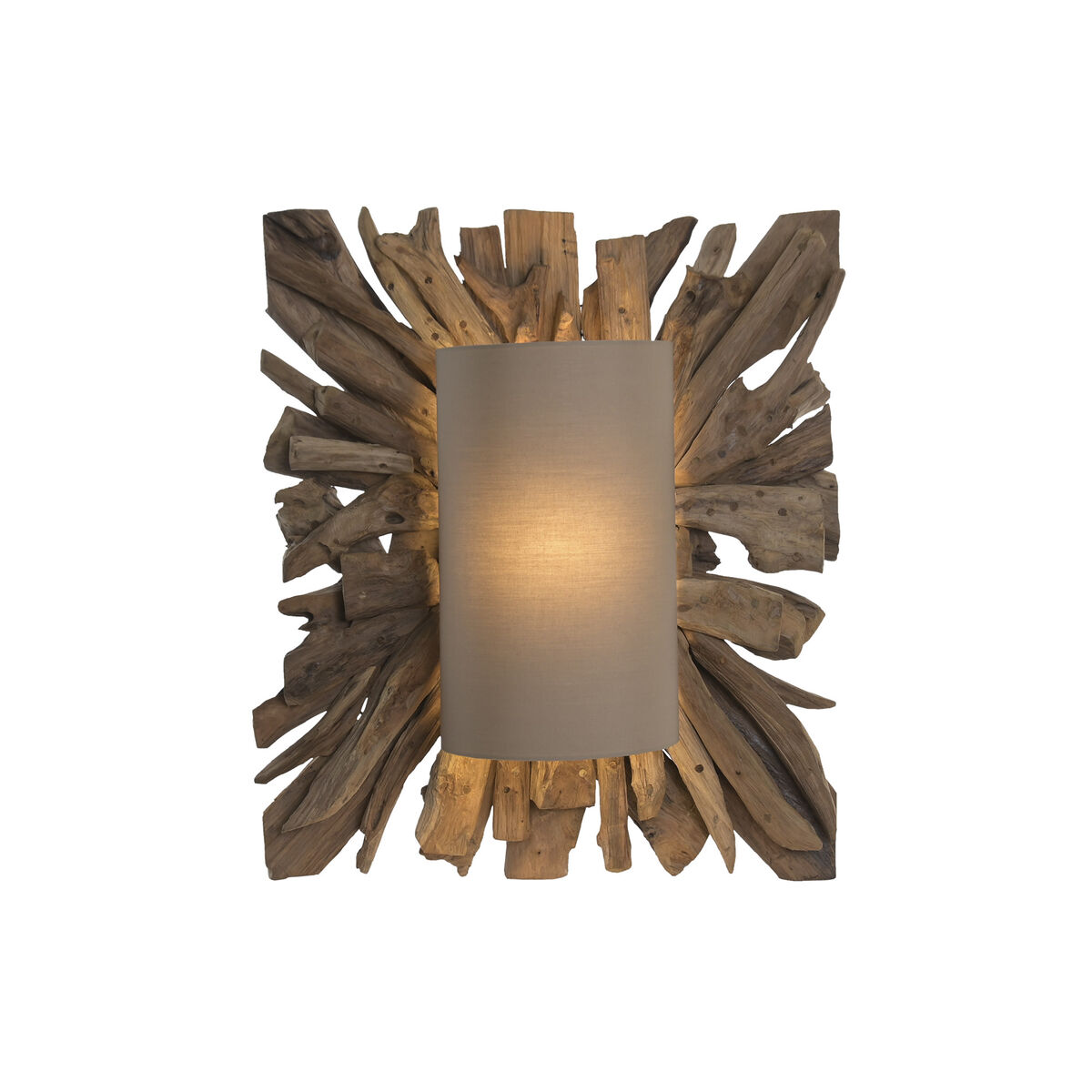 Applique murale en teck naturel et abat-jour beige 71,5 cm – Image 4