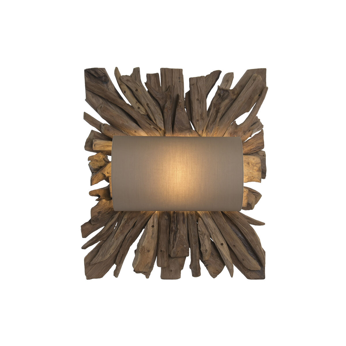 Applique murale en teck naturel et abat-jour beige 71,5 cm – Image 5