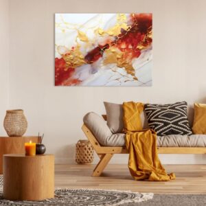 Tableau abstrait marbre beige marron sur toile